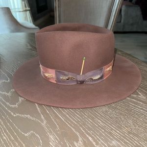 Nick Fouquet pink mauv hat 100x beaver flat brim felt fedora 56 7 Teressa foglia